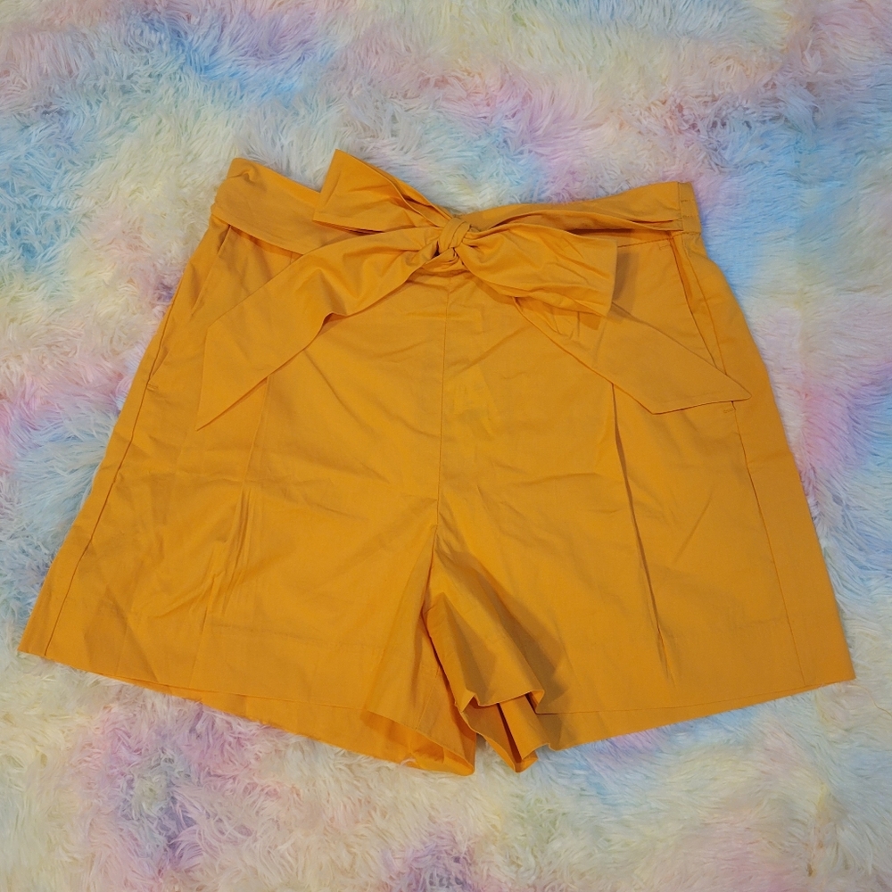 High-Waist Tie-Belt Women’s Shorts in Mustard Yellow